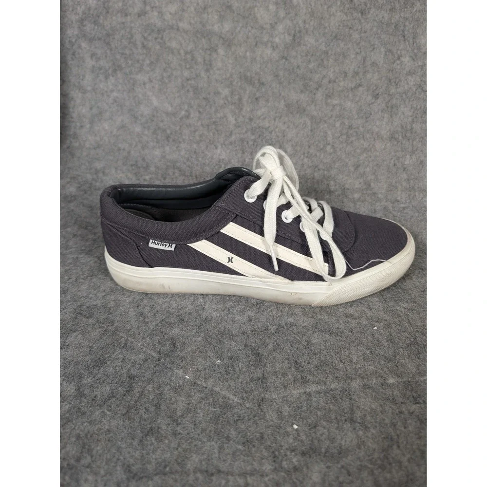 Hurley Mens‎ Canvas Sneakers Shoes Navy White Stripe Lace Up Size US 6 EUR 38.5